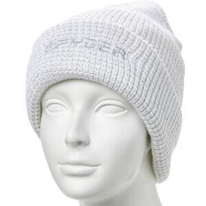 NEW Spyder Reflective Chunky Cuff Beanie with Fleece lining - White & silver